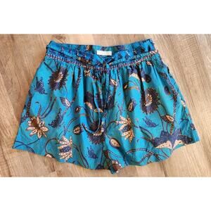 Ulla Johnson Rowan Pleated Shorts Lagoon Cotton Batik Size 10 Belted PERFECT